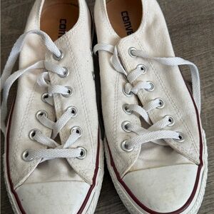 Converse Off-White Canvas Sneakers with Red Trim